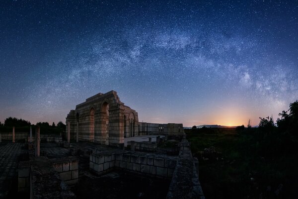 Incredible sunrise in Bulgaria. Starry sky