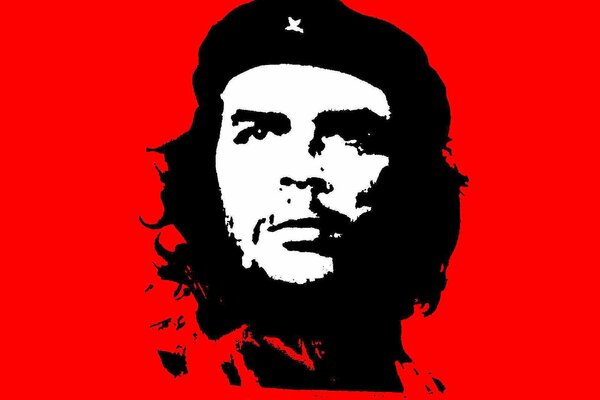 Che Guevara en bandera roja