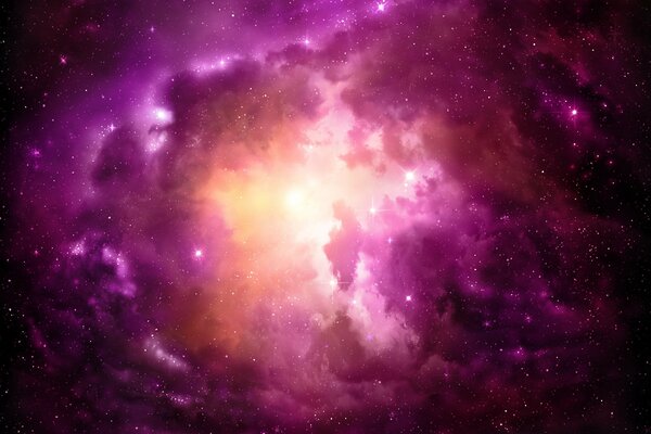 Pink galactic nebula with a supernova in the middle