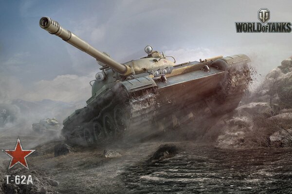 Czołg z gry world of tanks jeździ po ziemi