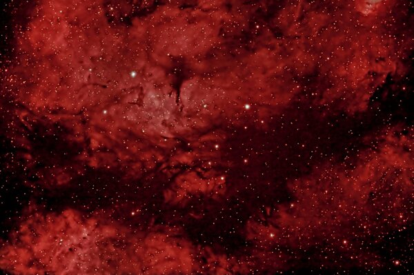 Nebulosa estelar escarlata en el fondo del Cosmos negro