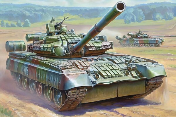 Основной боевой танк т-80бв с поднятой пушкой