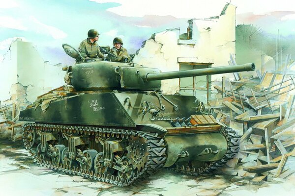 Czołg Sherman i Czołgiści w krajobrazach II wojny światowej