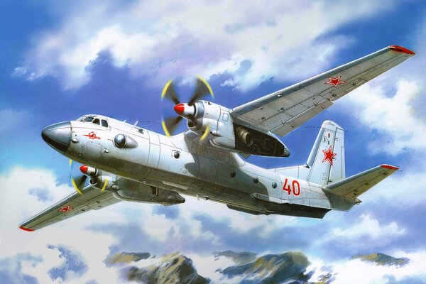 Radziecki samolot wojskowy rysunek artystyczny