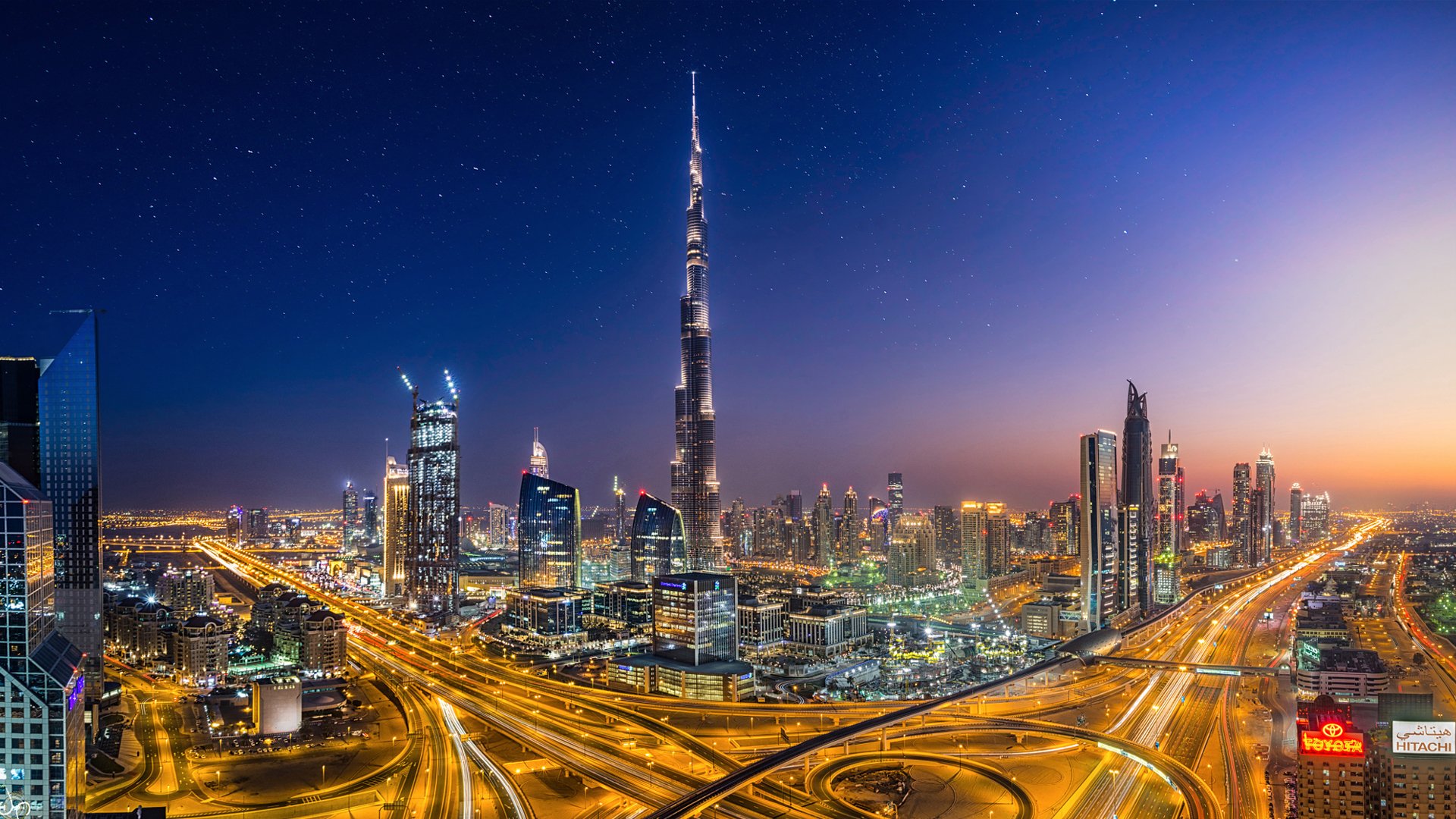 emiratos árabes unidos ciudad dubai torre del burj khalifa luces noche