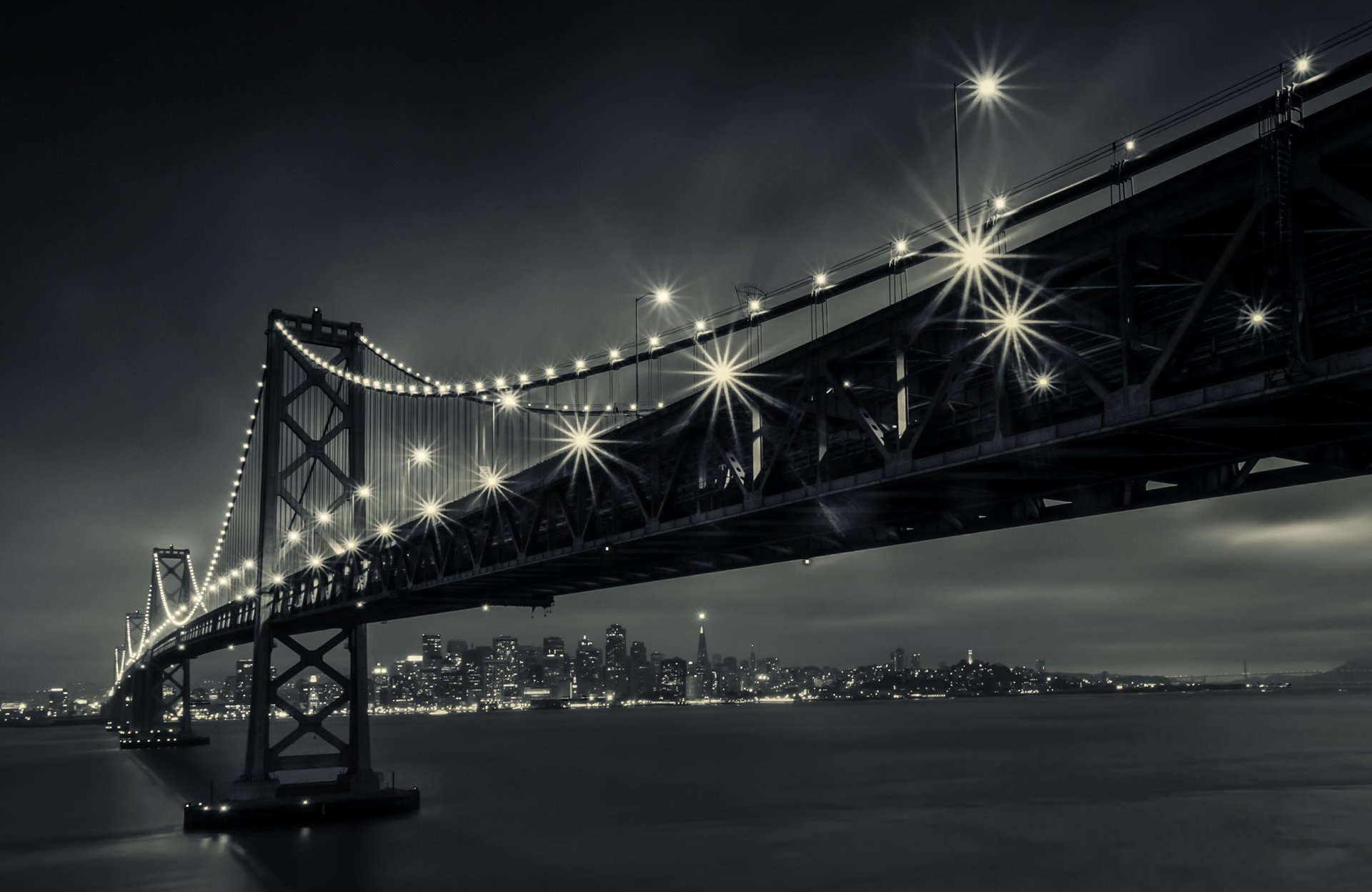 san francisco bay bridge kalifornien stadt brücke lichter nacht