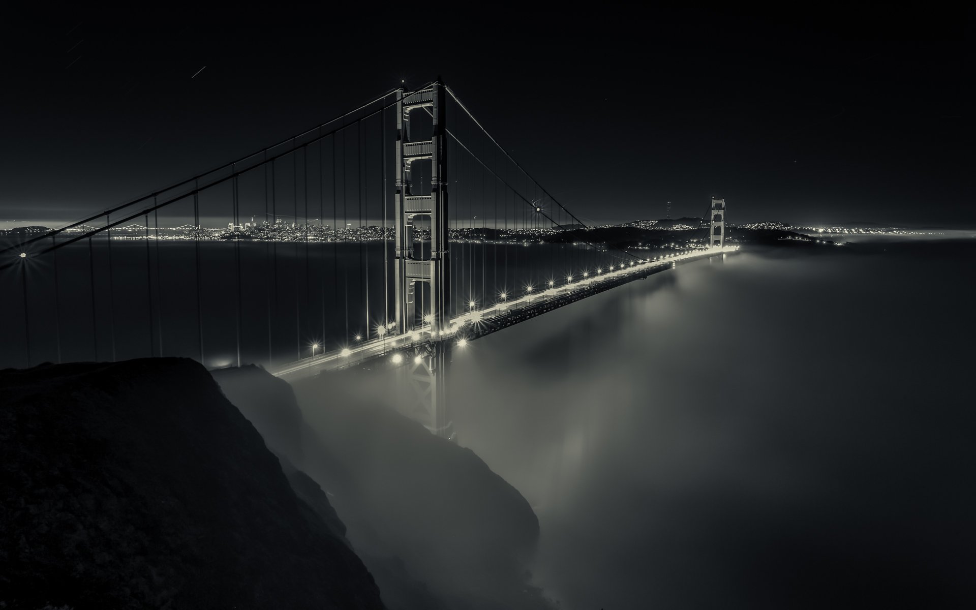 san francisco bay bridge california puente luces niebla