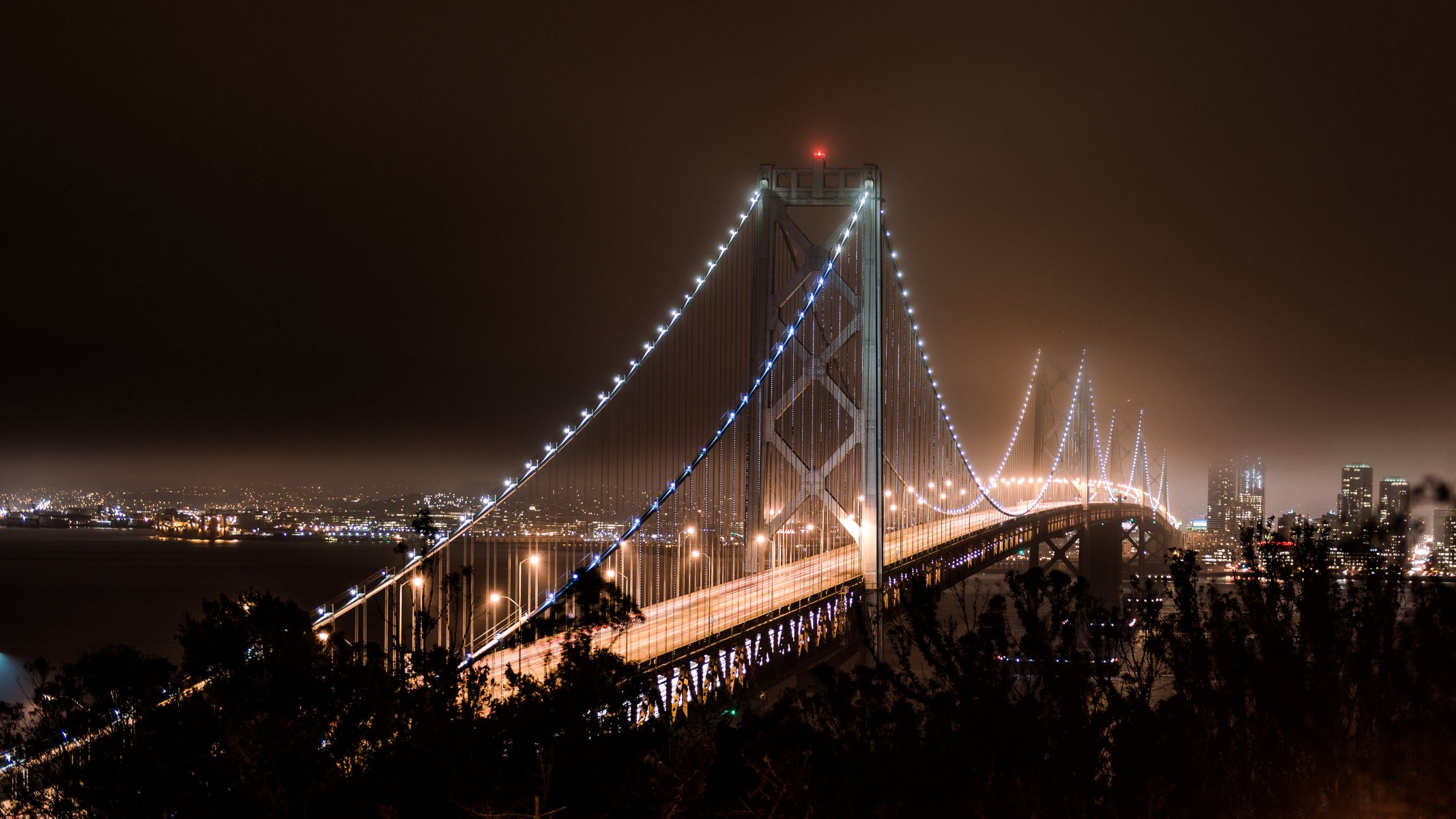san francisco san francisco kalifornia usa zatoka most noc światło latarnie niebo jesień jesień ciemny zatoka światła