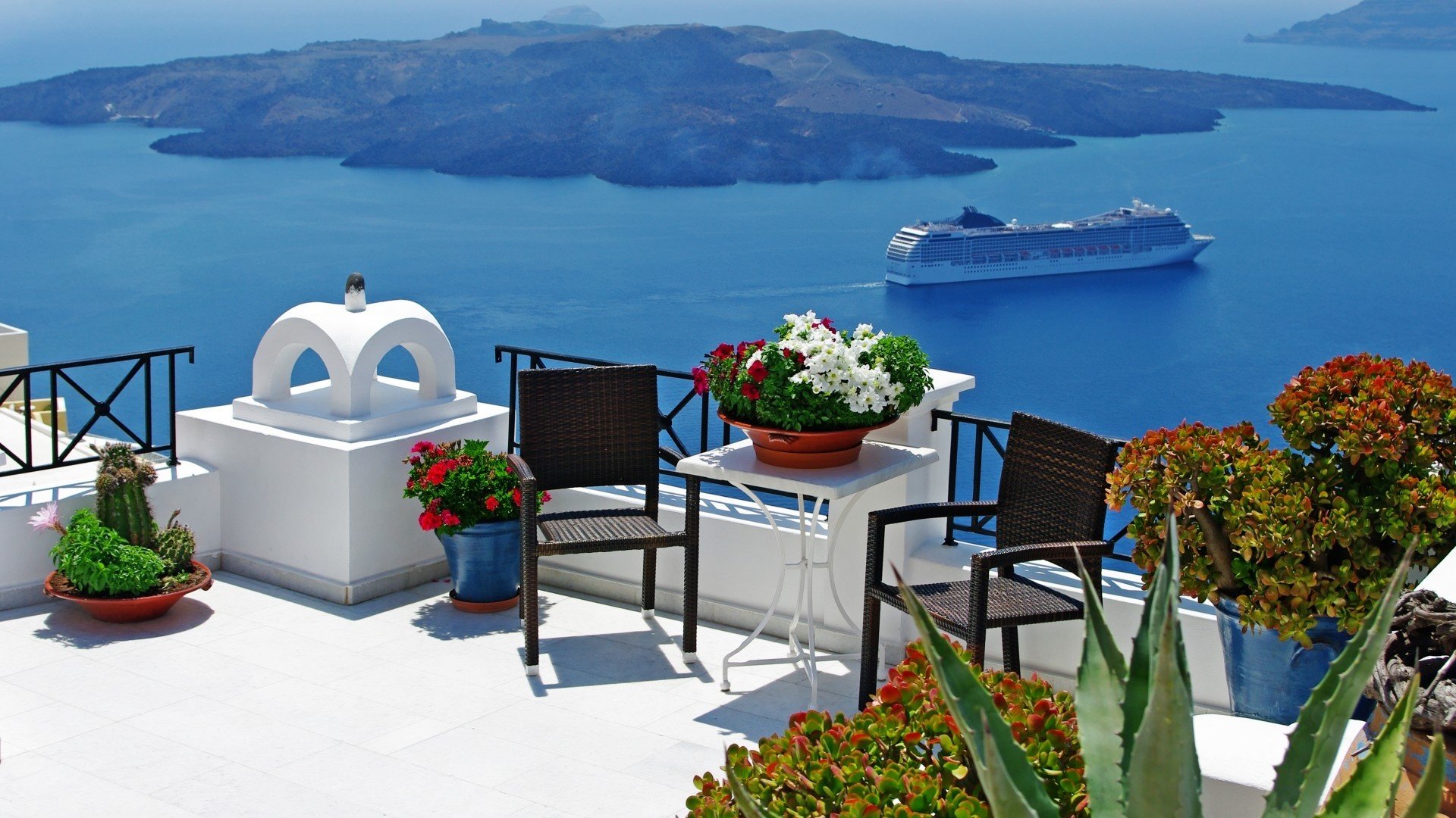 greece santorini aegean sea oia evening city lanterns church dome house