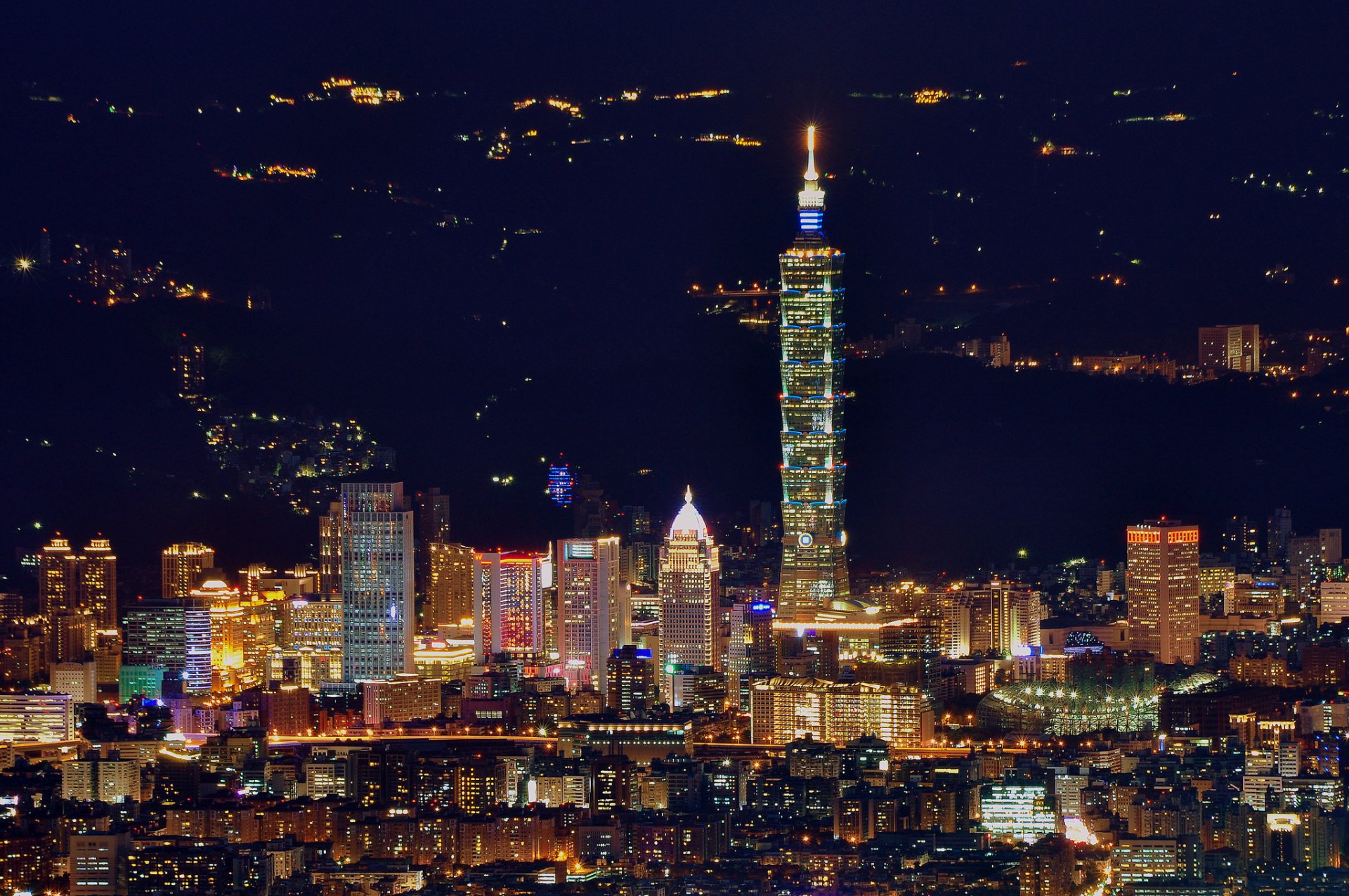 taipei taiwán china ciudad nocturna panorama