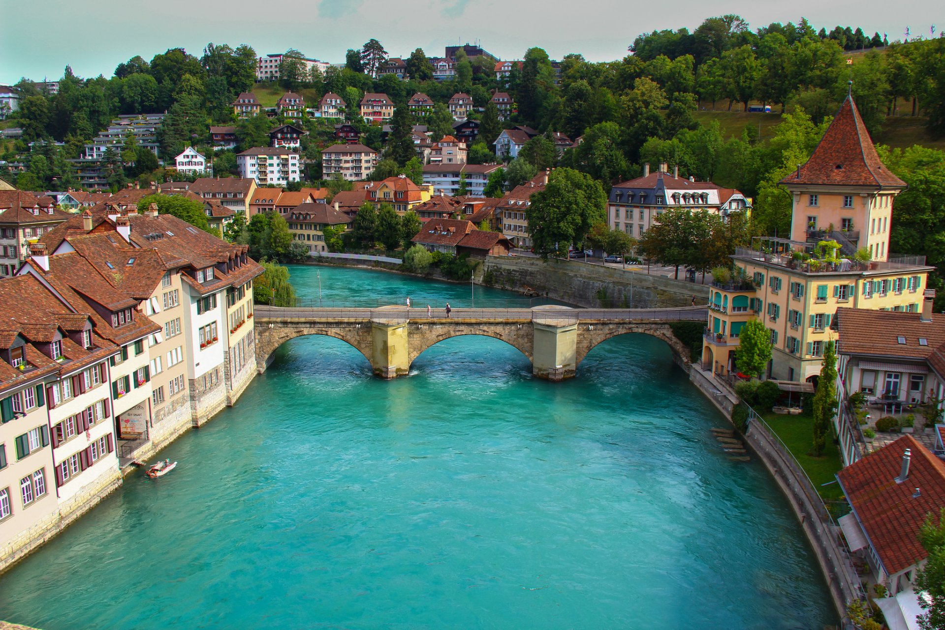 bern schweiz himmel berge landschaft fluss brücke häuser