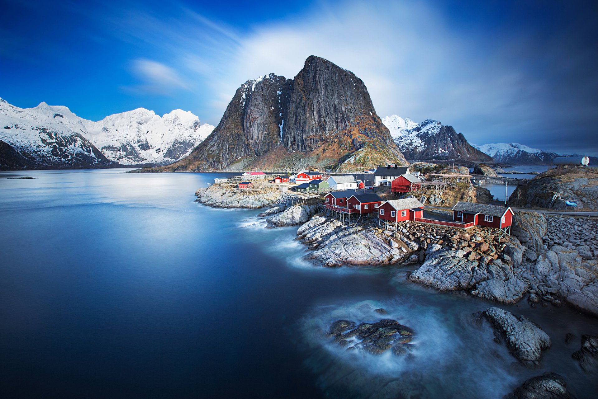 norway lofoten the norwegian sea archipelago moskenes municipality county of nordland settlement town mountain sea