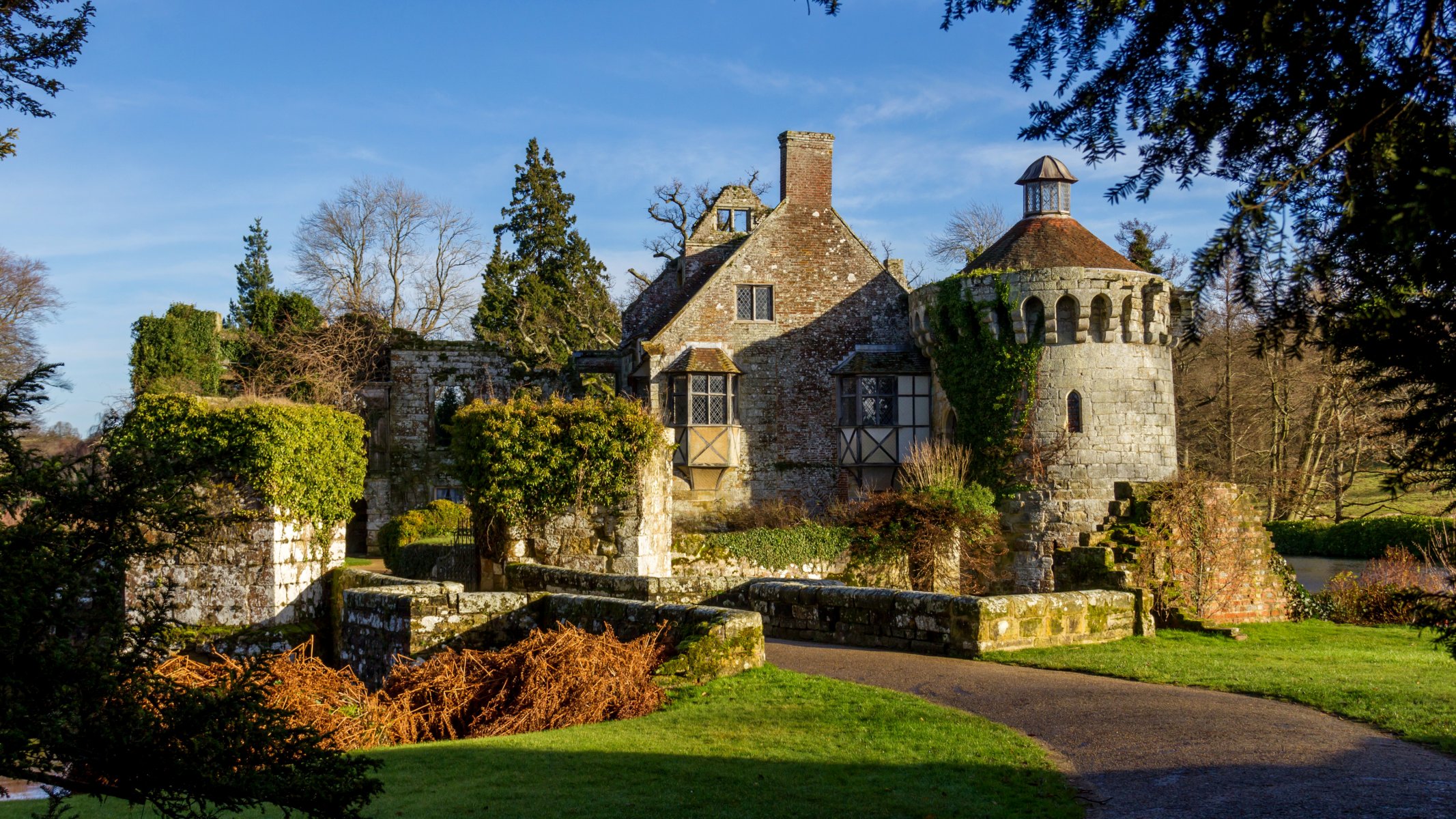 inglaterra castillo castillo de ganado camino foso árboles