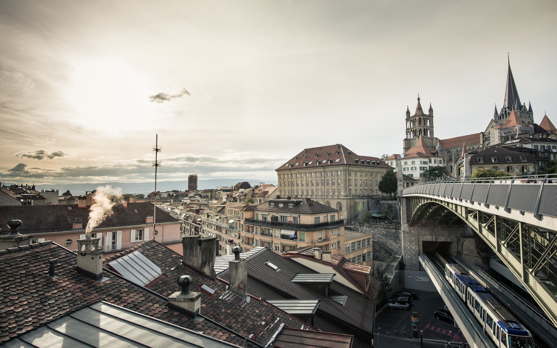 pont bescier lausanne schweiz stadt häuser architektur