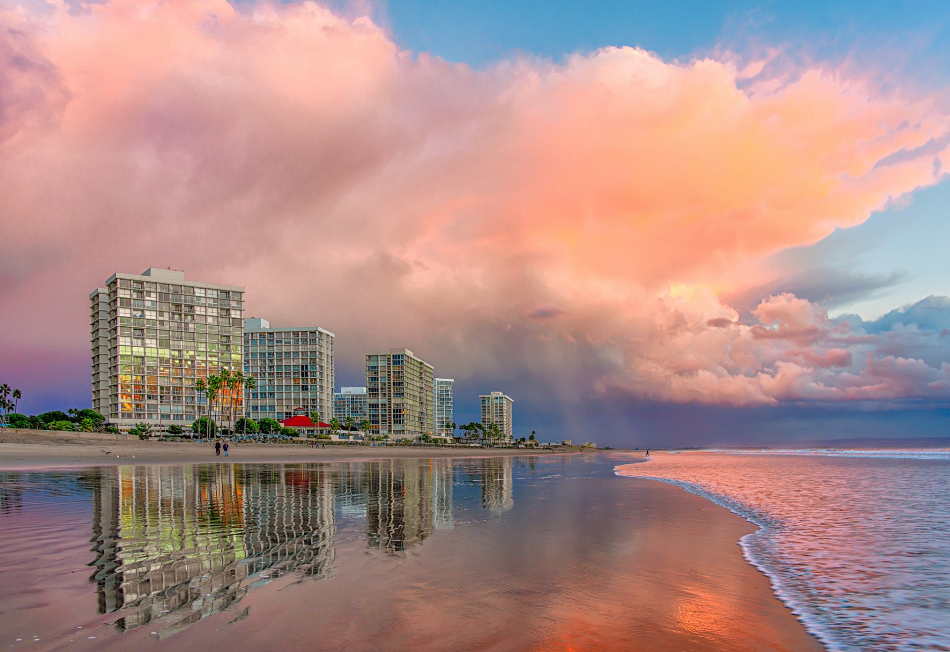 californie san diego plage nuages rose