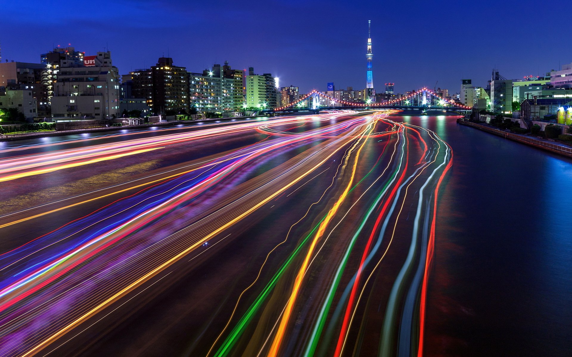 tokyo sky tree leichte pisten stadt langzeitbelichtung