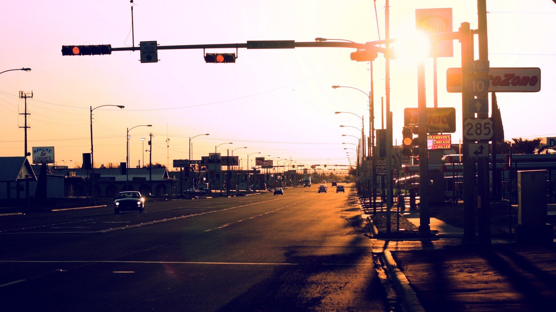 stadt straße straße auto licht usa texas fort stockton