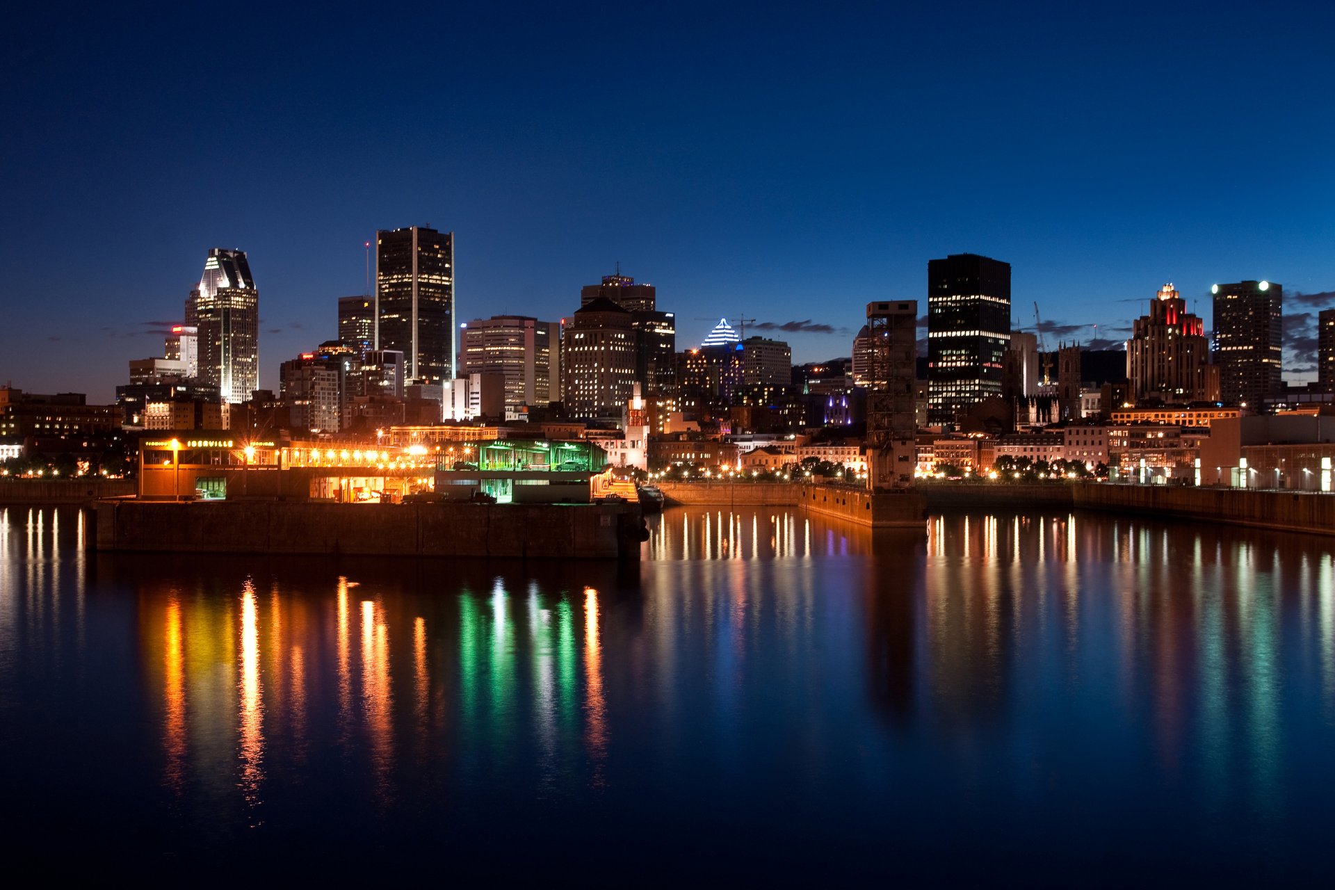montreal kanada stadt mitternacht fluss gebäude