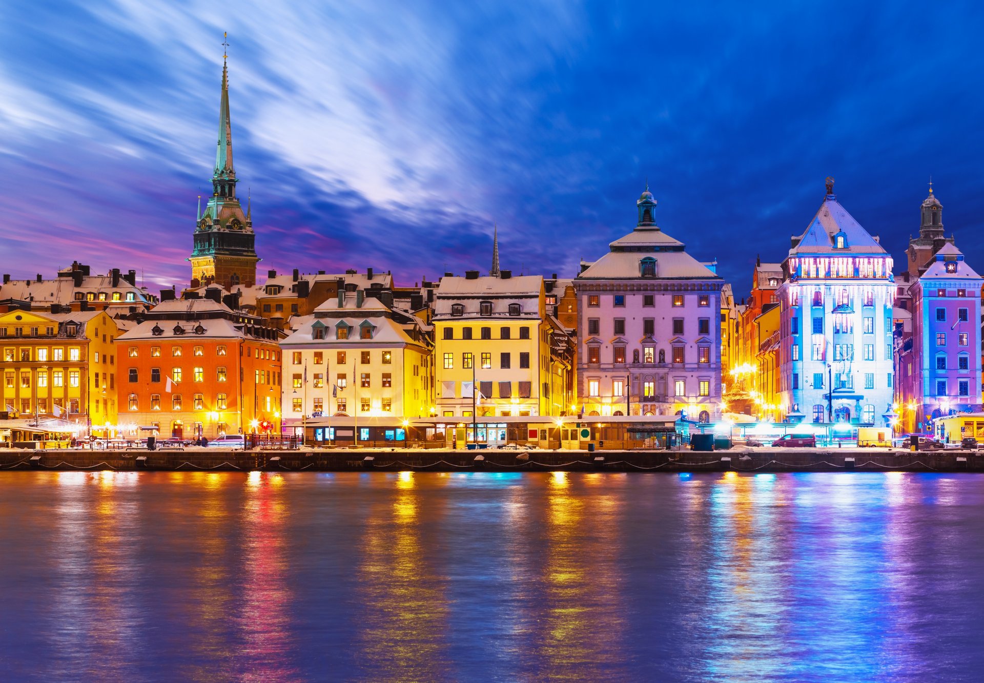 stockholm suède promenade bâtiments ville de nuit