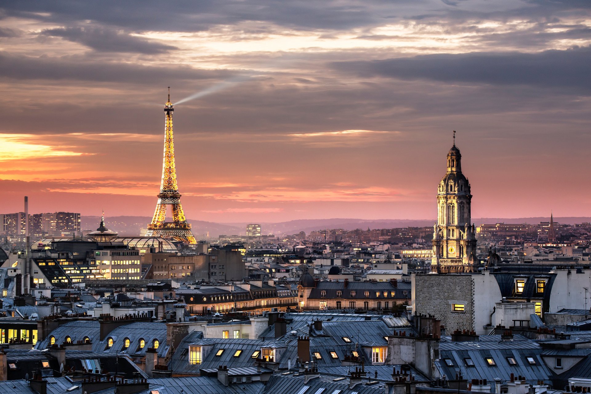 francja miasto paryż wieża eiffla domy katedra