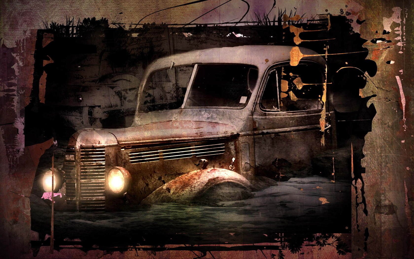 ramassage carrosserie rétro voiture phares