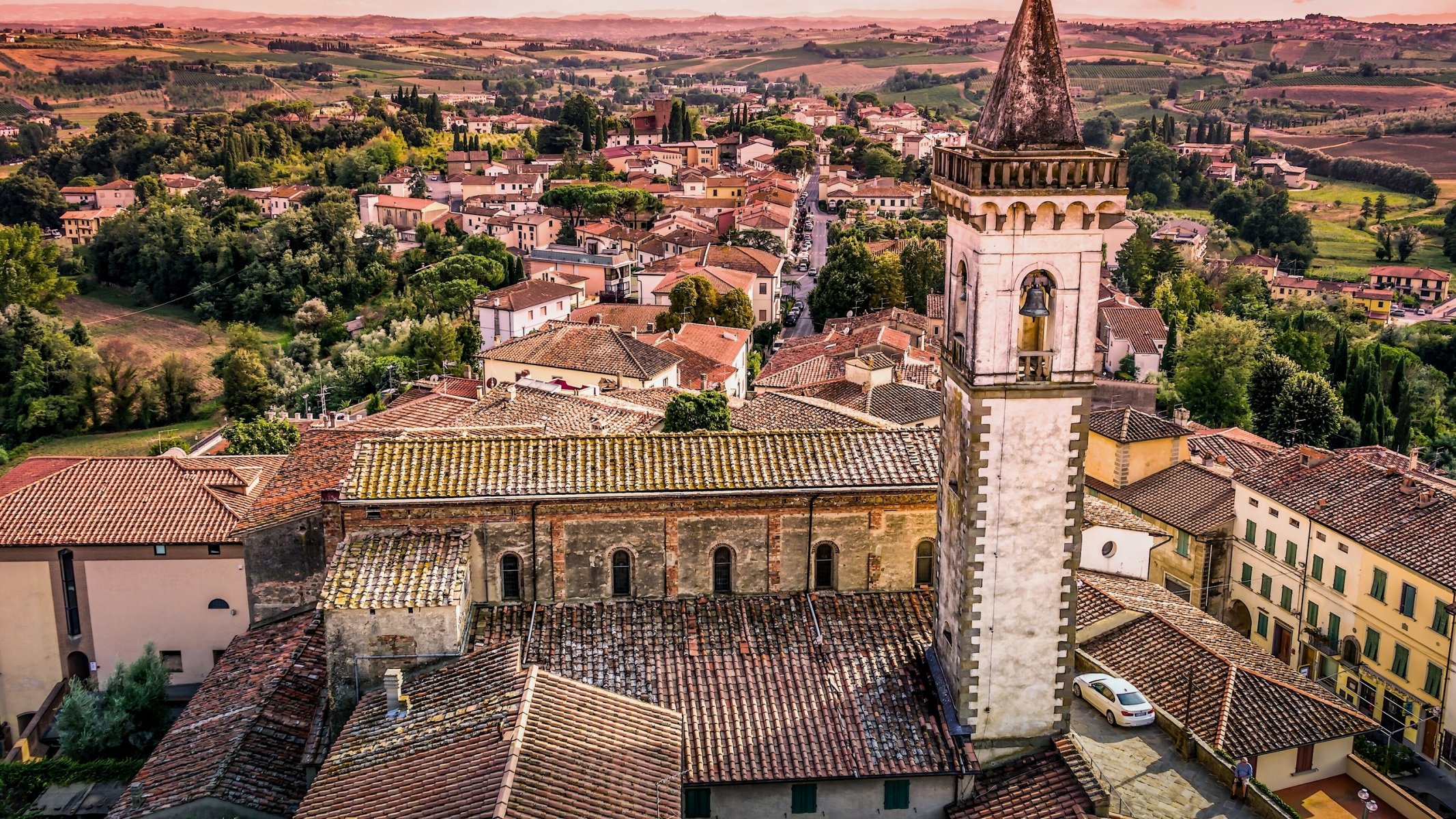 vinci tuscany italy santa croce church santa croce church buildings roofs panorama
