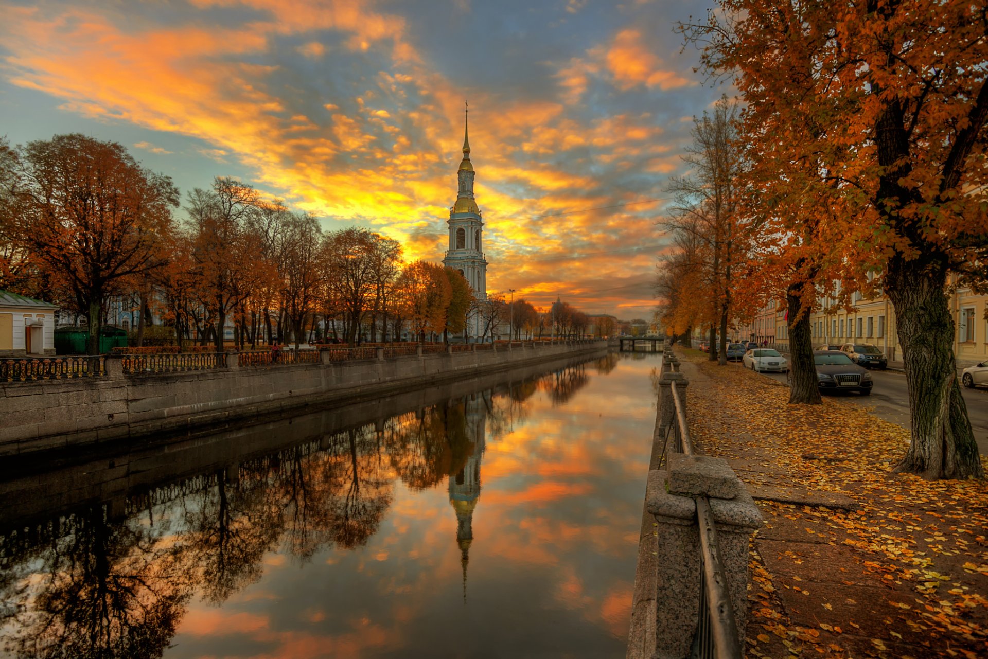 t. petersburg autumn clouds reflection