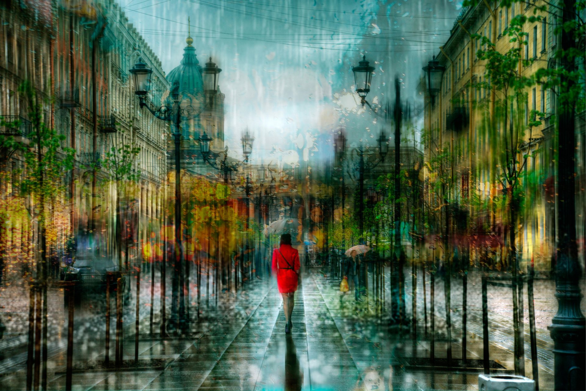st. petersburg regen tropfen mädchen handhabung