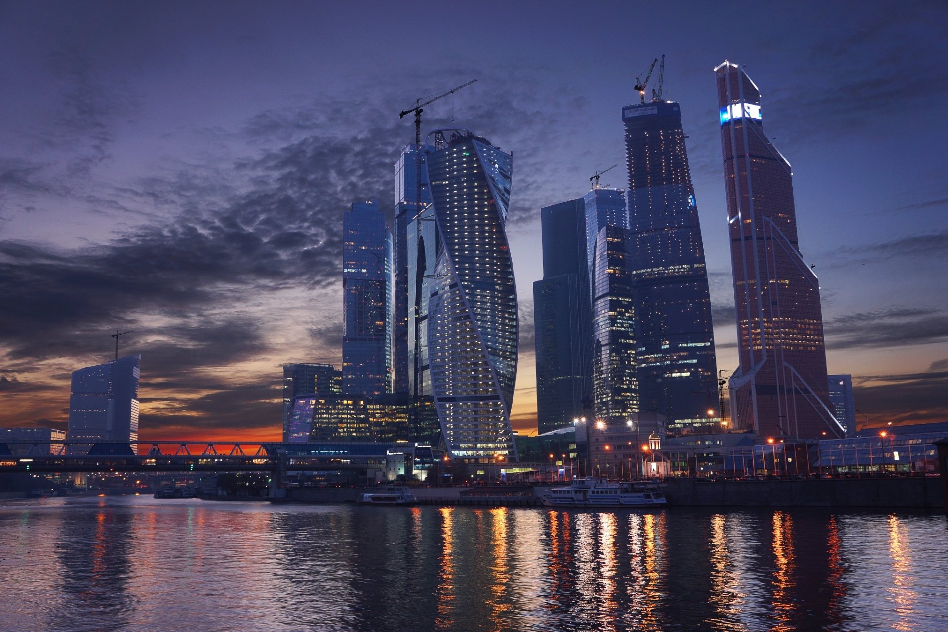 moskau-stadt moskau russland fluss sonnenuntergang himmel wolkenkratzer