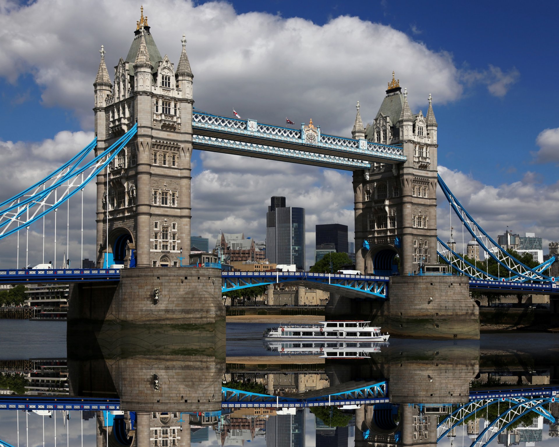 europe uk united kingdom great britain england london capital thames tower bridge evening sky clouds water reflection night