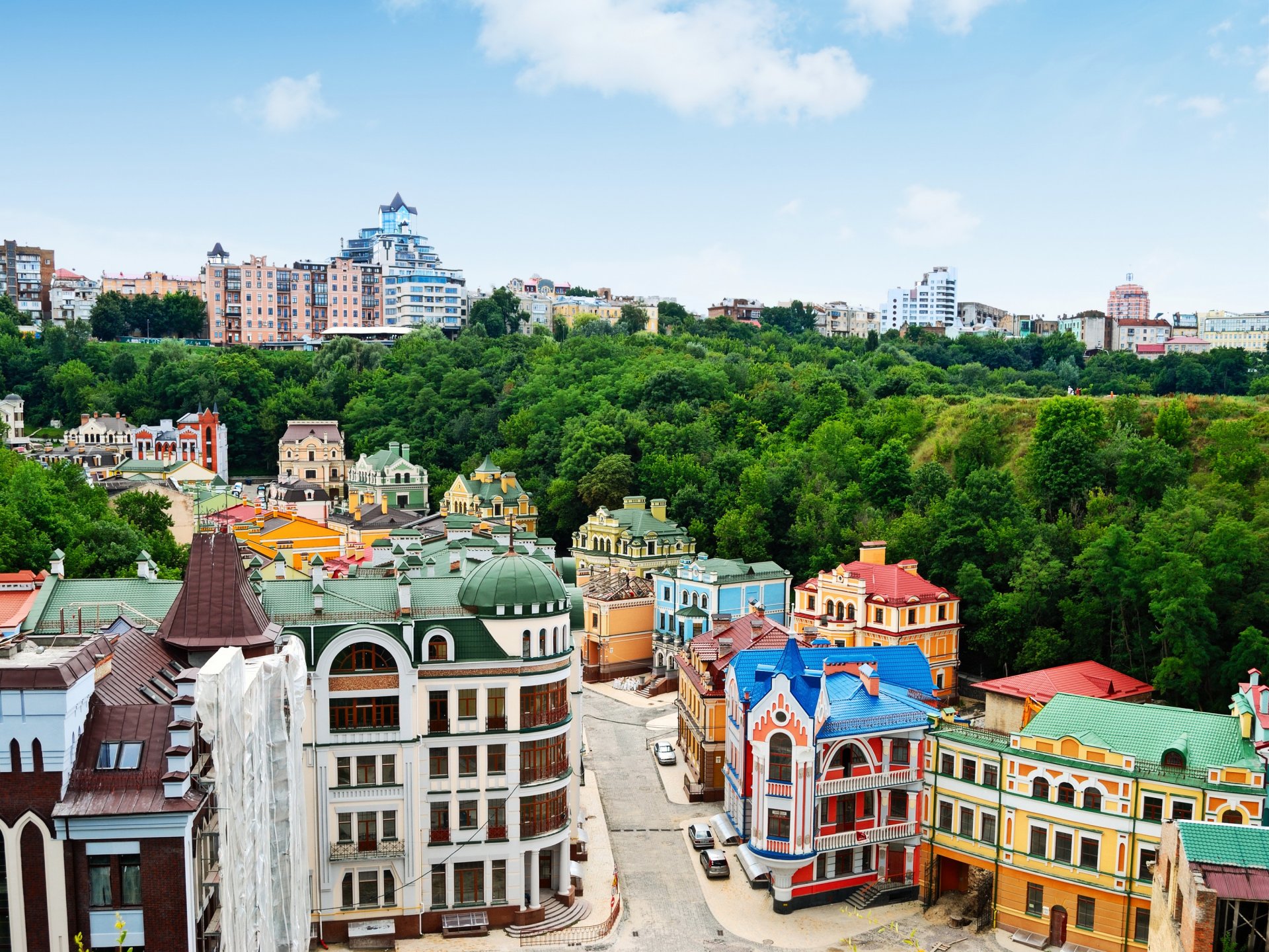 ukraine häuser kiew straße von oben stadt foto