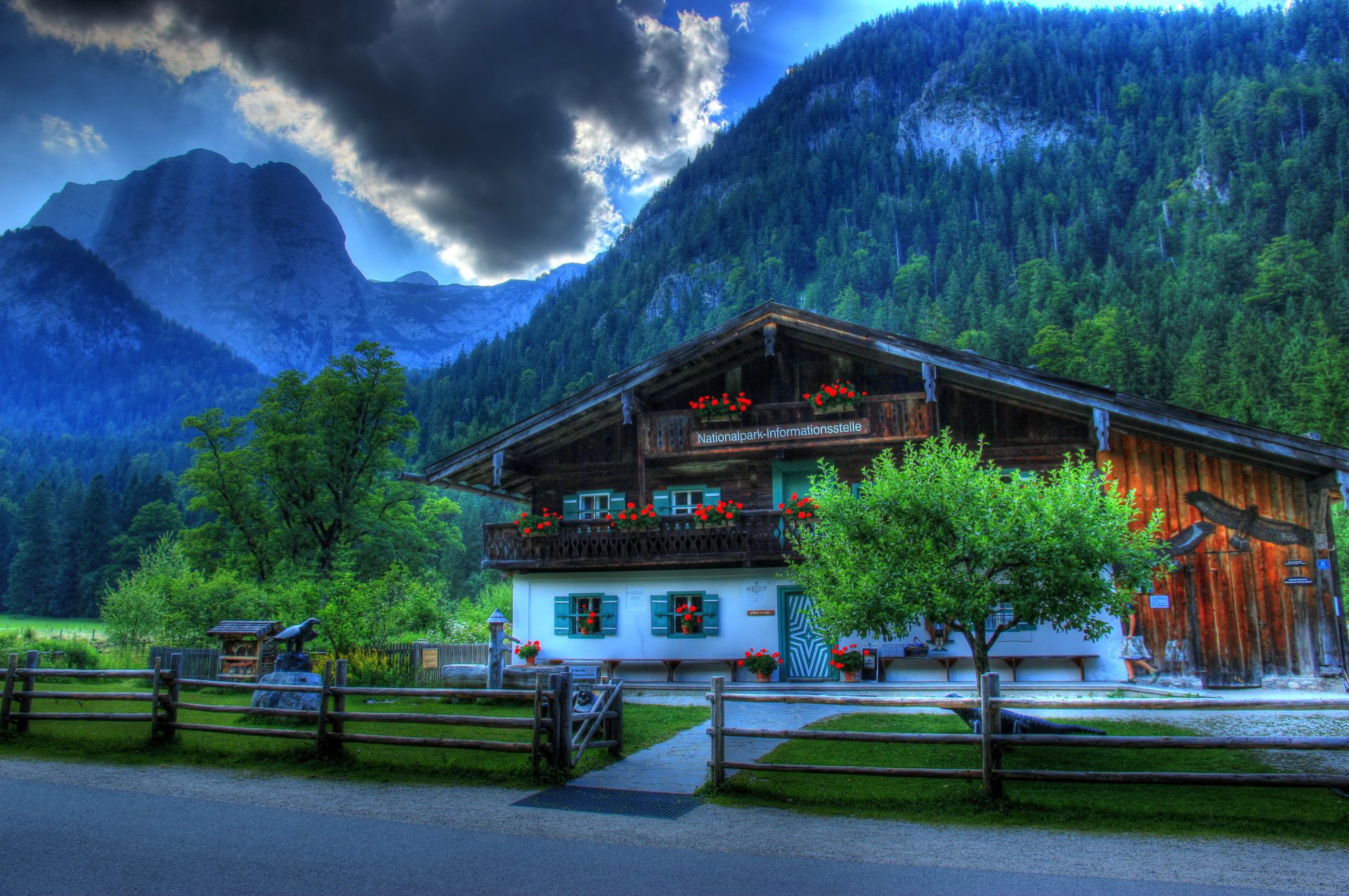 germany house mountains ramsau bavaria hdr mansion fence city photo