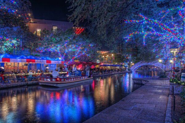 Christmas lights in Texas at night