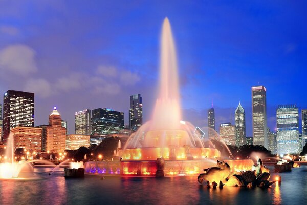USA, Chicago. Illinois Night City
