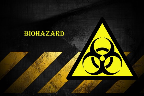Biological threat sign on a black background