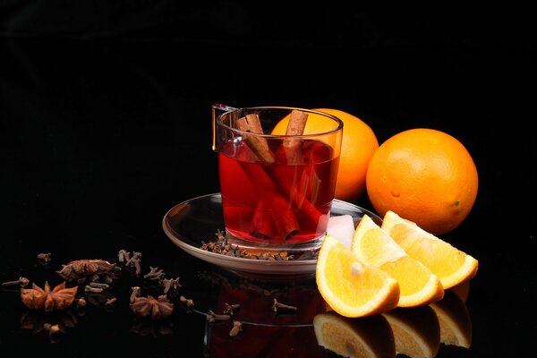 Té de canela, naranja y azúcar