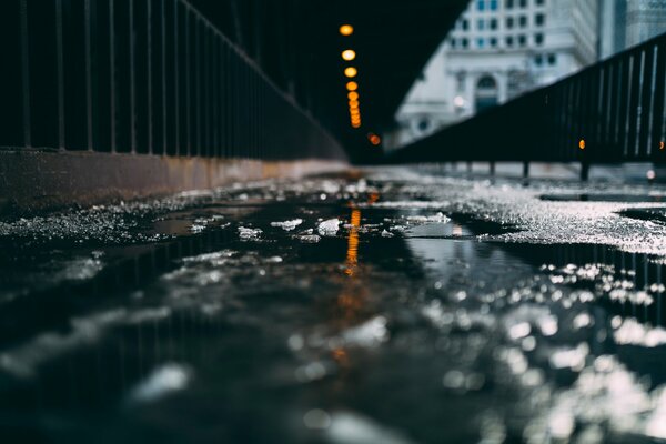 Bella strada ghiacciata città di Chicago