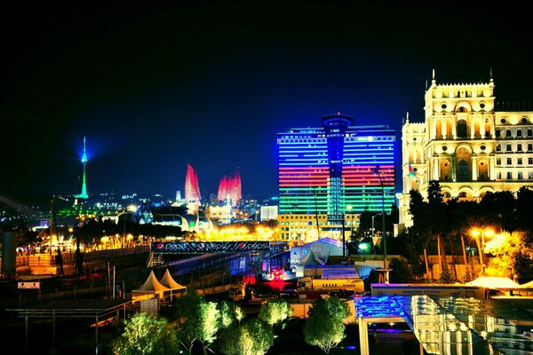 Lights of Baku at night. Azerbaijan