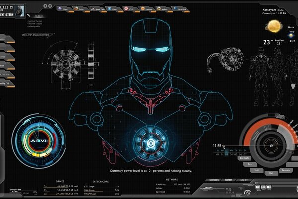 Écran de visualisation de costume d Iron Man