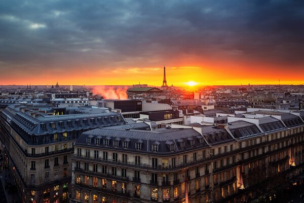 Panorama:evening sunset in france