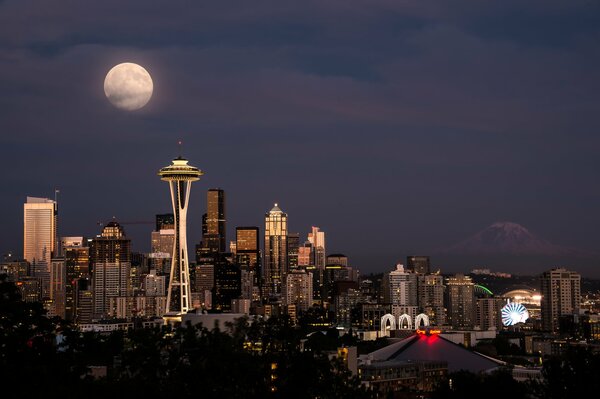La bellezza di Seattle. Città notturna