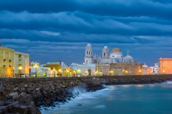 The Gulf of Cadiz in Spain at night
