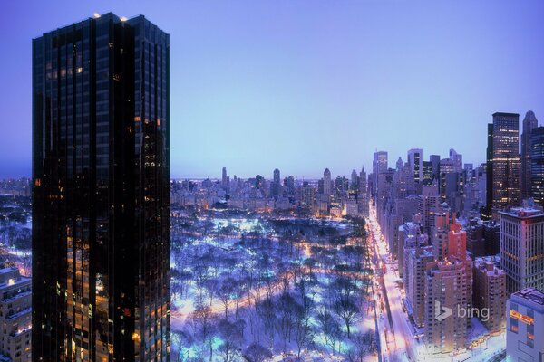 Luci serali nell inverno di New York