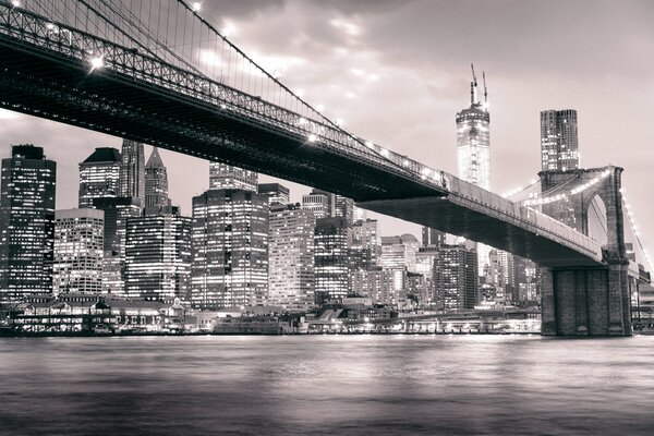 Pont de Brooklyn en noir et blanc