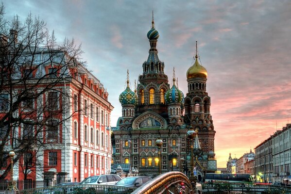 Temple with domes in St. Petersburg