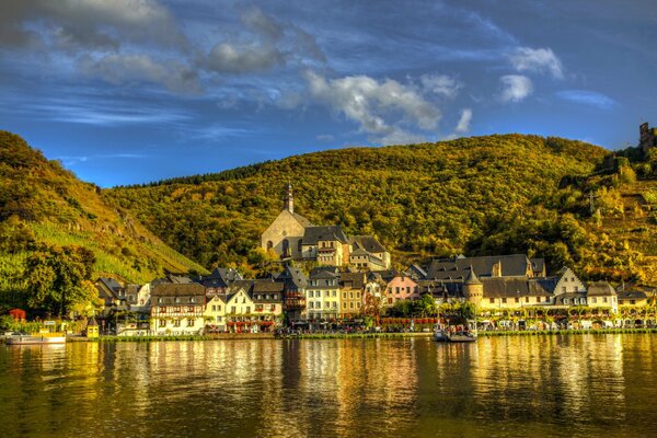 Germany and its mountains, rivers. Houses of the city