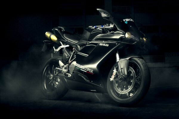 A sports motorcycle from ducati in black