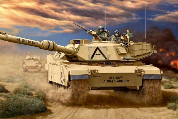 Amerikanischer Abrams Kampf in der Wüste