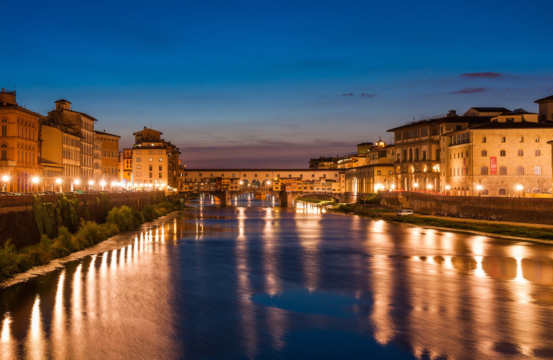 noche venecia hermosa italia río linternas cielo nubes ciudad ponte vecchio al atardecer florencia italia hermosa océano mar edificios luces ponte vecchio al atardecer