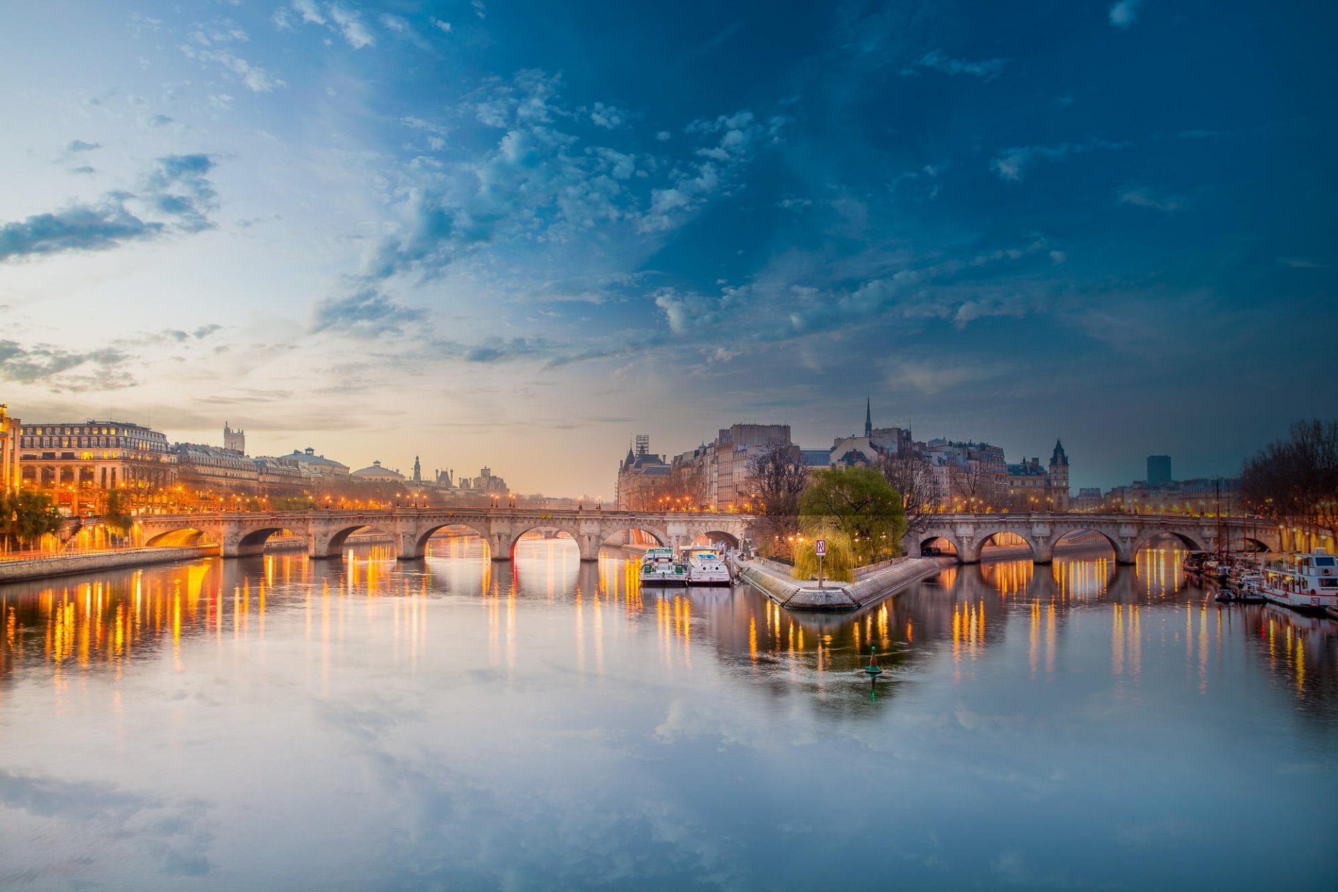 париж франция сена река вода мост